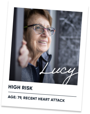 Lucy, High risk, Age: 79, Recent heart attack